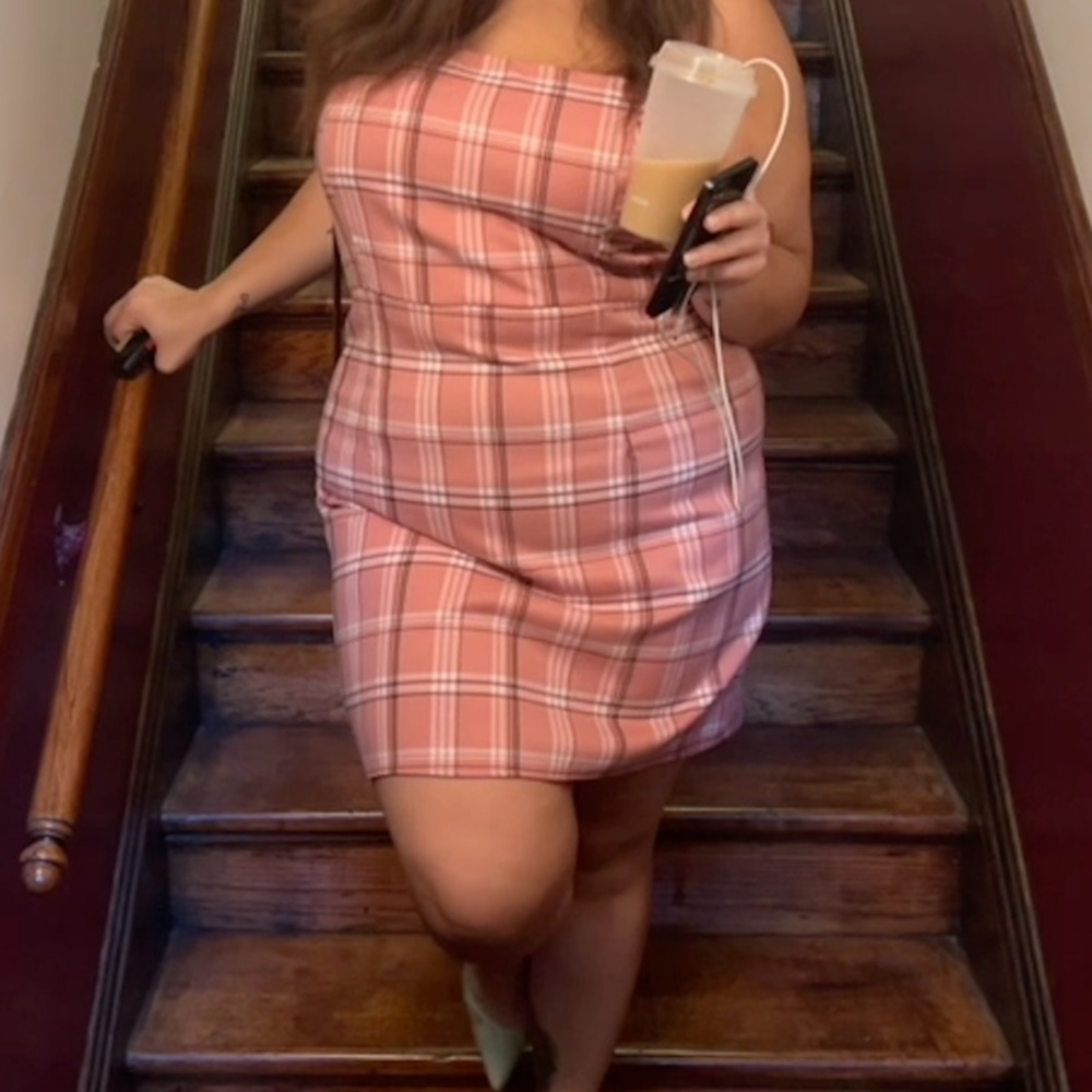 Pink plaid mini-dress